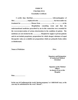 Essentiality Certificate.pdf Karnataka Medical Reimbursement Forms | PDF | Hospital | Health Sciences