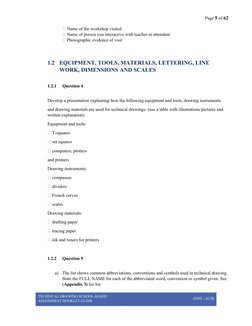 Page 5 of 62
 Name of the workshop visited
 Name of person you interactive with teacher or attendant
 Photographic evidenc