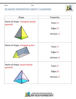 3D Shape Properties Worksheet | PDF | Teaching Methods & Materials