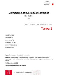 Unidad 1
Actividades de 
aprendizaje
INTEGRANTES
SAMIA UNDA
MÓNICA MERO
MARJORIE NAZATE 
XIMENA RODRIGUEZ
GARY JÁCOME
Tema: T