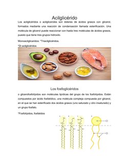 Acilglicérido
Los  acilglicéridos  o  acilgliceroles  son  ésteres  de  ácidos  grasos  con  glicerol,
formados mediante una