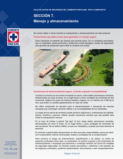 Página 10 de 24
HOJA DE DATOS DE SEGURIDAD DEL CEMENTO PORTLAND  TIPO II COMPUESTO
F O - I R - 0 8
REEMPLAZA TODAS LAS 
VERSI