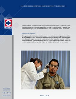 Página 7 de 24
HOJA DE DATOS DE SEGURIDAD DEL CEMENTO PORTLAND  TIPO II COMPUESTO
F O - I R - 0 8
REEMPLAZA TODAS LAS 
VERSIO