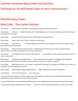 BIOS Beep Codes and Solutions Guide | PDF | Bios | Random Access Memory