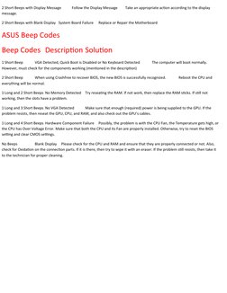BIOS Beep Codes and Solutions Guide | PDF | Bios | Random Access Memory