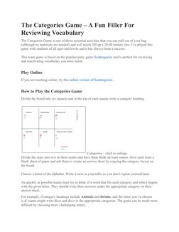 (https://eslgames.com/wp-content/uploads/2013/02/categories-graphic.png)The Categories Game – A Fun Filler For 
Reviewing Vo