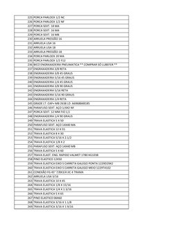 225 PORCA PARLOCK 1/2 NC
226 PORCA PARLOCK 1/2 NF
227 PORCA SEXT. 18 MA
228 PORCA SEXT. 16 MA
229 PORCA SEXT. 16 MB
230 ARRUE