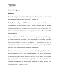 Solución al caso práctico
Enunciado
Enunciado de la guía de aprendizaje de la Corporación Universitaria de Asturias sobre el