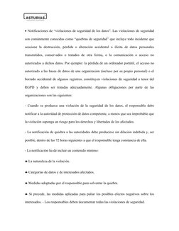  Notificaciones de “violaciones de seguridad de los datos”. Las violaciones de seguridad
son comúnmente conocidas como “quie