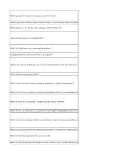 Which exception is thrown when java is out of memory?
How to get prints of shared object memory maps or heap memory maps for