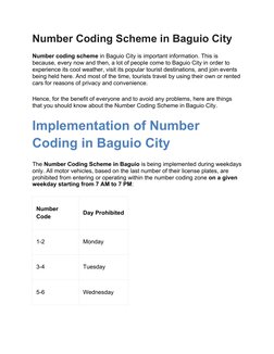Baguio City Number Coding Scheme 2025 | PDF