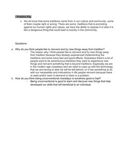 - Pratibha Ray
We all know that some traditions came from in our culture and community, some
of them maybe right or wrong. T