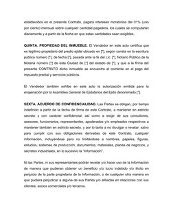 establecidos en el presente Contrato, pagará intereses moratorios del 01% (uno
por ciento) mensual sobre cualquier cantidad p