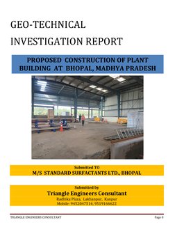 TRIANGLE ENGINEERS CONSULTANT 
Page 0 
 
 
GEO-TECHNICAL  
INVESTIGATION REPORT 
 
 
 
 
Submitted TO 
M/S  STANDARD SURFACTA