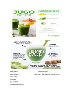 INGREDIENTES:                                                                    PROCEDIMIENTO:
3 NOPAL (Baby)