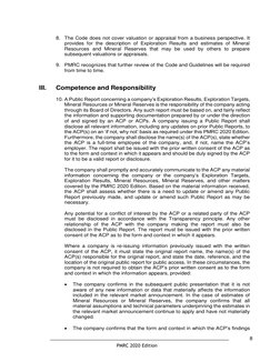 PMRC 2020 Edition 
8 
8. The Code does not cover valuation or appraisal from a business perspective. It
provides for the desc