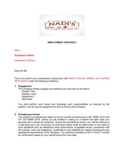 EMPLOYMENT CONTRACT
Date      
  
Employee’s Name:
Employee’s Address:
Dear Mr./Ms                    
This is to confirm you