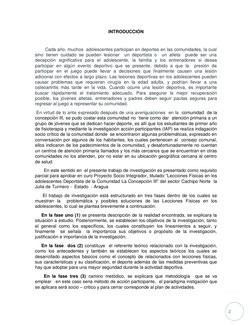 2 
INTRODUCCIÓN 
 
        Cada año, muchos  adolescentes participan en deportes en las comunidades, la cual 
sino tienen c