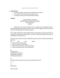 Occupational Therapy SOAP Notes Guide | PDF | Occupational Therapy ...