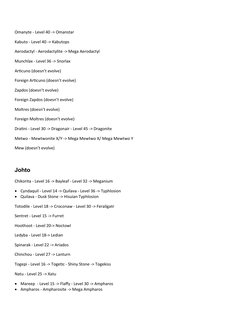 Pokémon Quetzal Evolution Guide | PDF | Pokémon | Nintendo Franchises