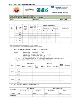 SITE INSPECTION AND TEST RECORD
Contract No: PIC P - 7703
Name of Substation: 10J SUBSTATION
Description:  BUSBAR PROTECTION