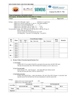 SITE INSPECTION AND TEST RECORD
Contract No: PIC P - 7703
Name of Substation: 10J SUBSTATION
Description:  BUSBAR PROTECTION