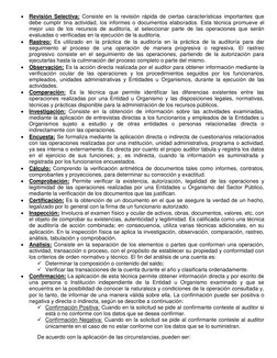  Revisión Selectiva: Consiste en la revisión rápida de ciertas características importantes que 
debe cumplir tina actividad,