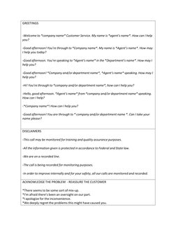 Customers Service Script Writing Call Center Script for Customer Service | PDF