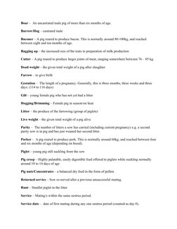 Swine Terminology and Definitions | PDF | Pig | Livestock