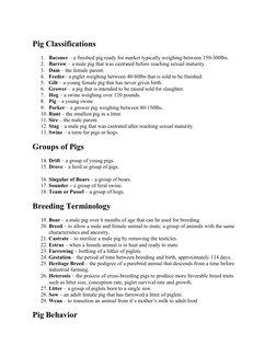 Swine Terminology and Definitions | PDF | Pig | Livestock