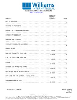 ILLUSTRATED PARTS CATALOG - FJ44-1AP
TABLE OF CONTENTS
SUBJECT
CHAPTER
SECTION
SUBJECT
PAGE
LIST OF FIGURES . . . . . . . . .