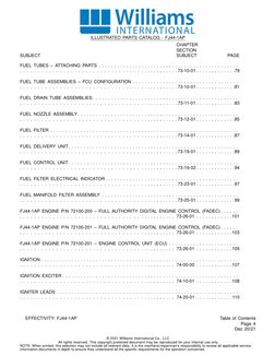 ILLUSTRATED PARTS CATALOG - FJ44-1AP
SUBJECT
CHAPTER
SECTION
SUBJECT
PAGE
FUEL TUBES – ATTACHING PARTS . . . . . . . . . . .