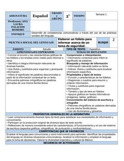 ASIGNATURA
Español
GRADO
y
GRUPO
3°
TIEMPO
Semana 1.
Profesora: ANA
LAURA
PALACIOS
ROMERO
ENFOQUE
Desarrollo de competencias