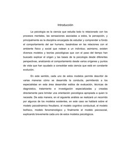 Introducción
La psicología es la ciencia que estudia todo lo relacionado con los
procesos mentales, las sensaciones asociadas