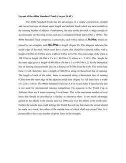 Layout of the 400m Standard Track (As per IAAF)
The 400m Standard Track has the advantages of a simple construction, straight