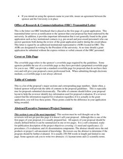 • If you intend on using the sponsors name in your title, insure an agreement between the 
sponsor and the University is in