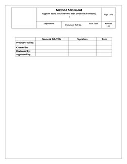 Gypsum Board Installation Method Statement | PDF | Drywall | Wall