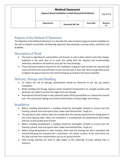Gypsum Board Installation Method Statement | PDF | Drywall | Wall
