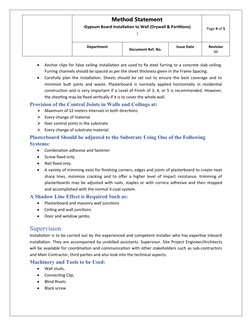 Gypsum Board Installation Method Statement | PDF | Drywall | Wall