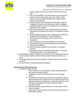 the load, tighten the nuts of the anchor bolts and fix the guy 
lines.
vi. Use man lift/scaffolds on the other side as an acc