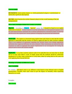 General toolkit
DETERMINE which stylistic feature, i.e. which grammatical category, is predominant, i.e. 
statistically signi