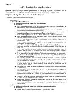 Admin Department SOP Guidelines | PDF | Finance & Money Management