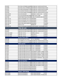 LUZ-007
LUZ OVAL ESTROBO BLANCO MOTONETAS Y MOTOS DE T1 PAR
LUZ-009
LUZ OVAL AZUL ESTROBO 12MOTONETAS Y MOTOS DE T1 JUEGO
LUZ