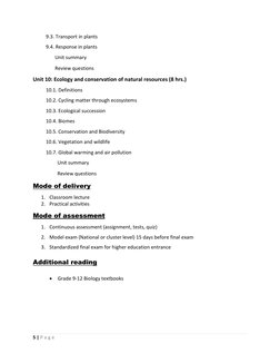 5 | P a g e  
 
9.3. Transport in plants 
9.4. Response in plants 
           Unit summary 
           Review questions 
Unit