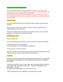 AMAZON STORE CARD 2022 METHOD
Note: International shipping is not allowed, Only ship in the USA, If you intend to ship
intern