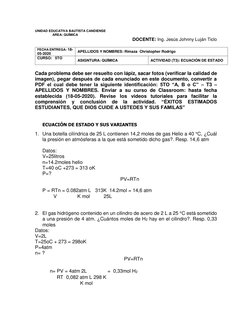 UNIDAD EDUCATIVA BAUTISTA CANDIENSE 
                   AREA: QUÍMICA 
DOCENTE: Ing. Jesús Johnny Luján Ticlo 
 
FECHA ENTREG