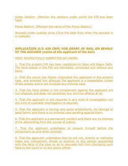 Bail Application Format Under Section 439 | PDF | Bail | Arrest