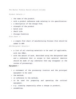 Master Formula Record in Pharma | PDF | Physical Sciences