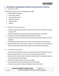 Hand Rail Installation Method Statement | PDF | Welding | Construction