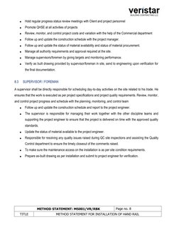 Hand Rail Installation Method Statement | PDF | Welding | Construction